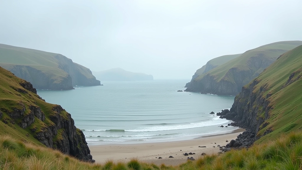 Quiet coastal location with cliffs and calm sea